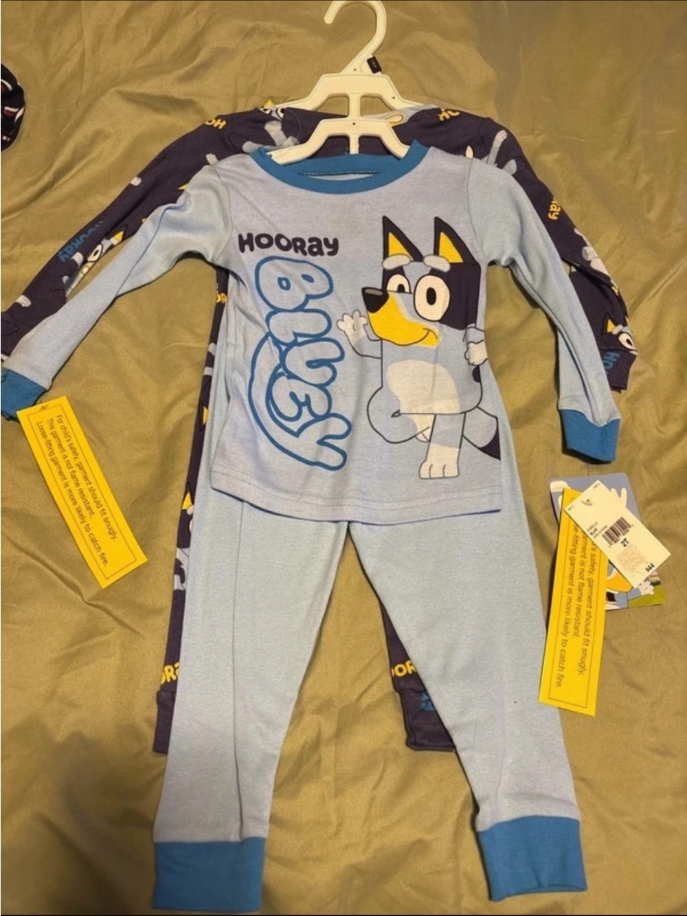 Kids Blue 'Hooray' Cartoon Dog Pajama Set - Long Sleeve Top & Pants 2 piece set